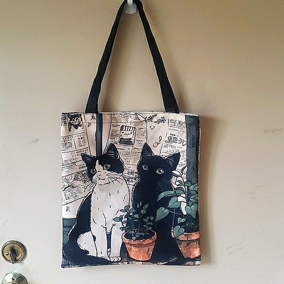 Women's Cute Cat Print Fashion Tote Bag, NWT - Picture 3 of 4